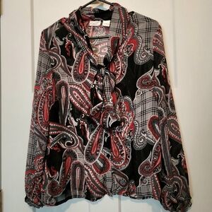 Paisley Print Women's Top - Red and Black